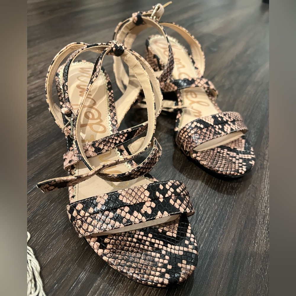 Sam Edelman Snake Print Heel Sandal